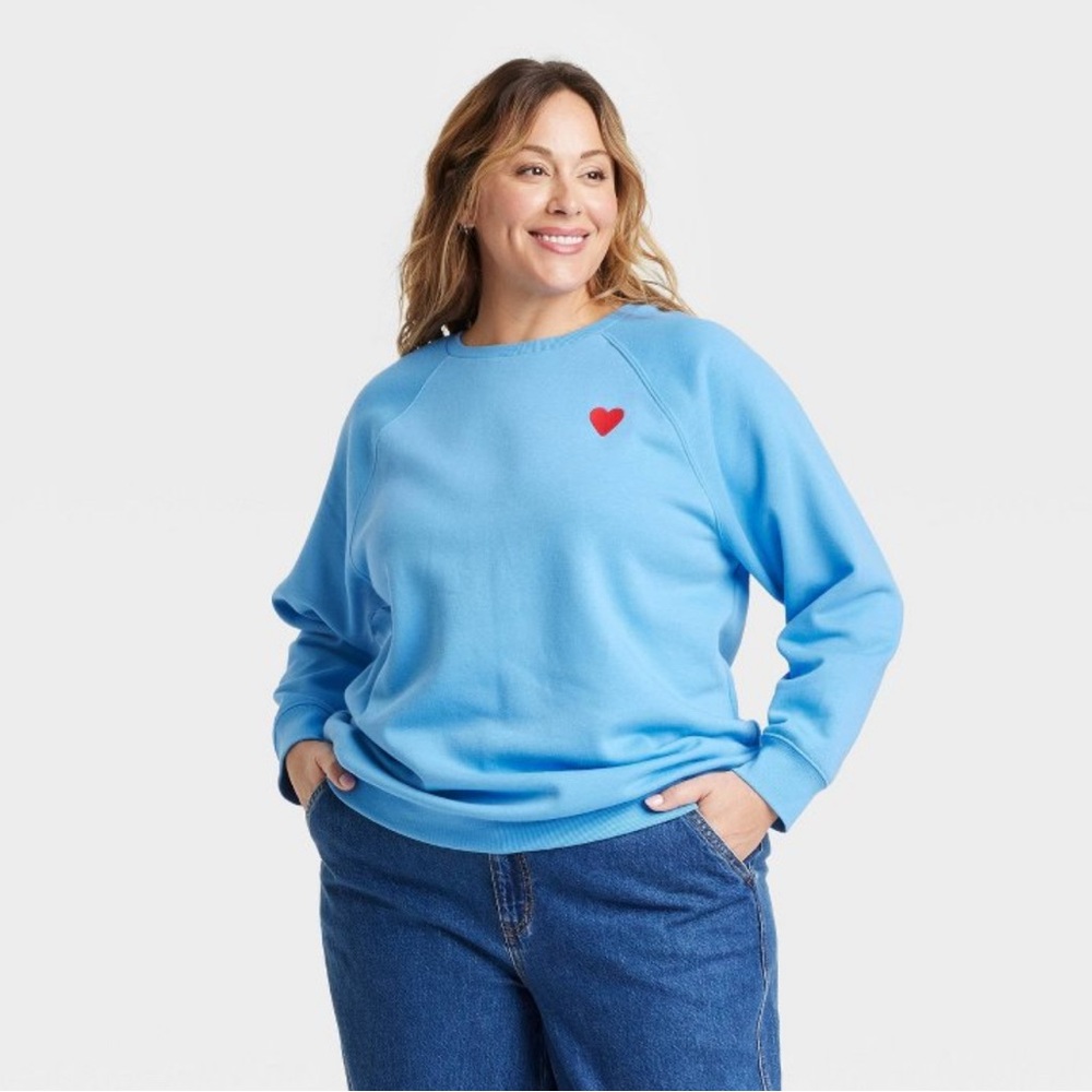 Blue Sweatshirt with Red Heart